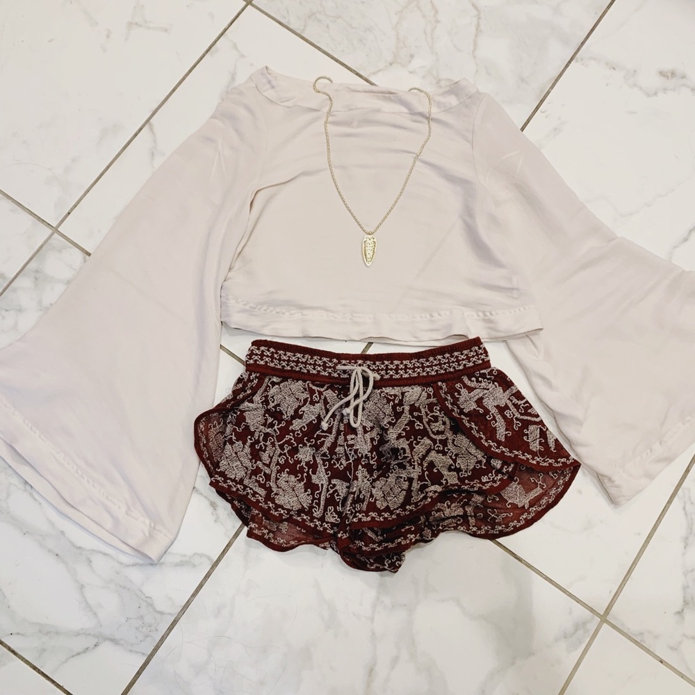 Free people cropped bell sleeve top